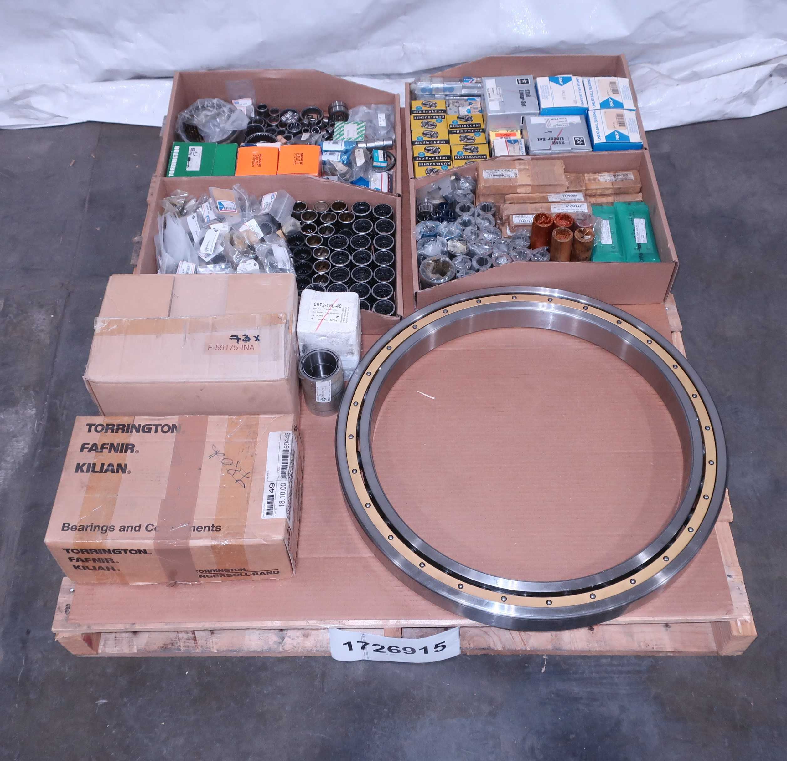SKU 1726915 - PALLET OF ASSORTED BEARINGS, TORRINGTON, FAFNIR, KILIAN, THK, STAR, SKF, INA, IKO - BEARINGS