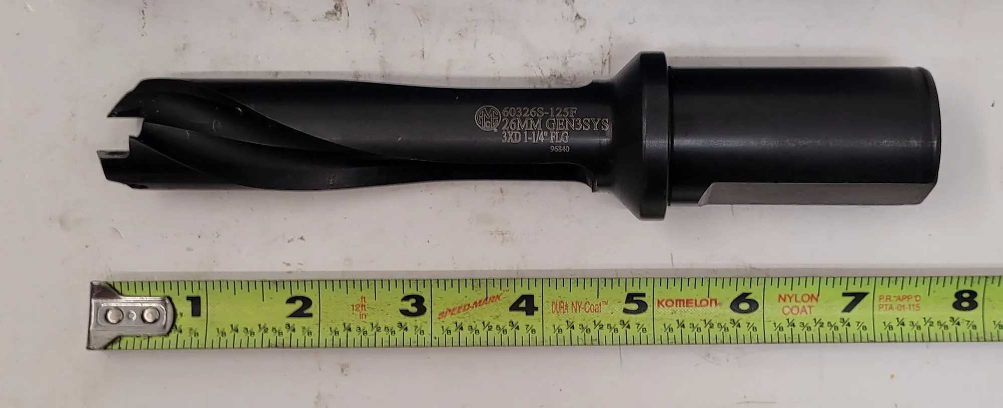 ALLIED MACHINE AMEC 60326S-125F 26 SERIES STRAIGHT FLUTE INDEXABLE SPADE DRILL 26MM 3XD - MACHINE TOOLING