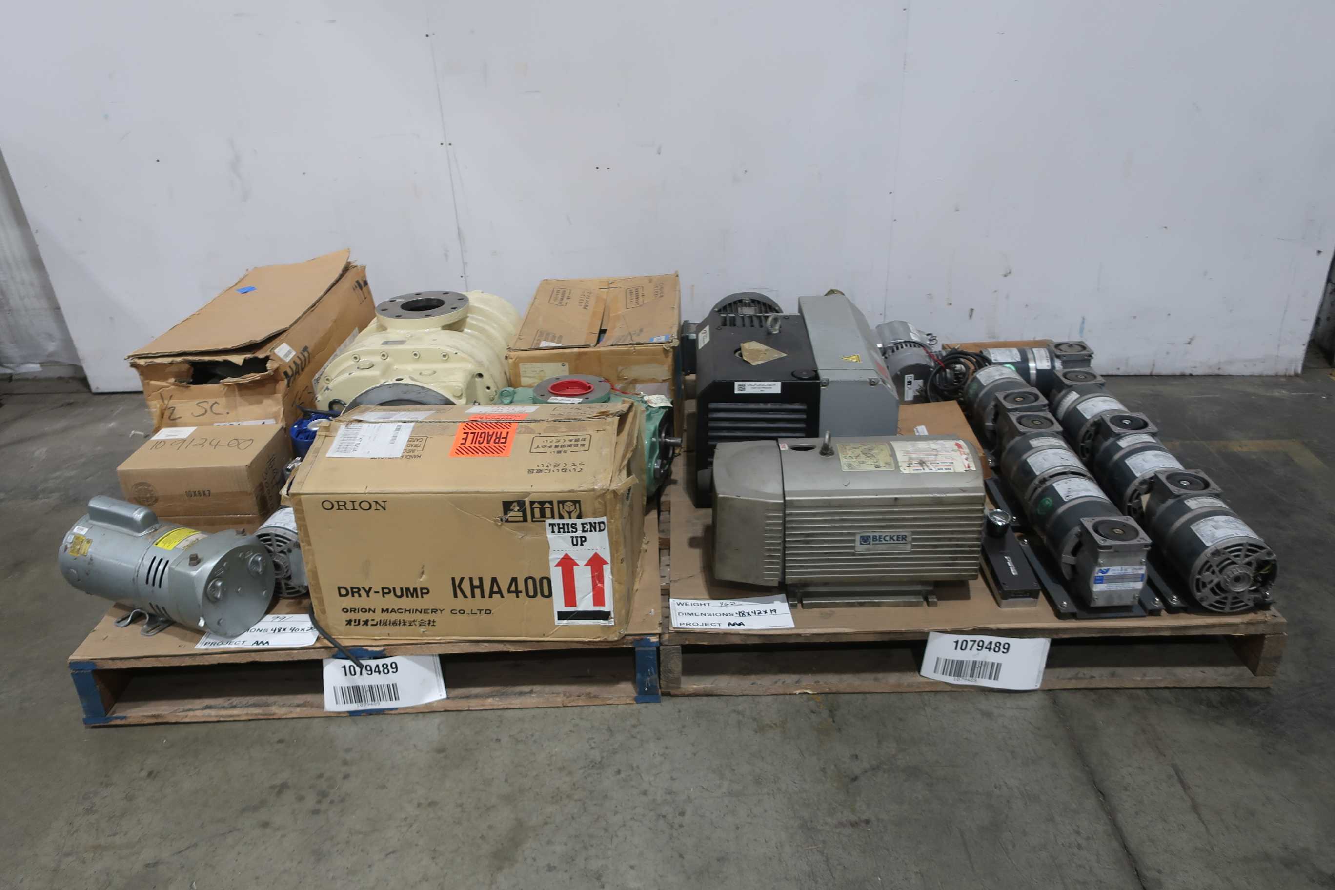 2 PALLETS OF ASSORTED VACUUM PUMPS