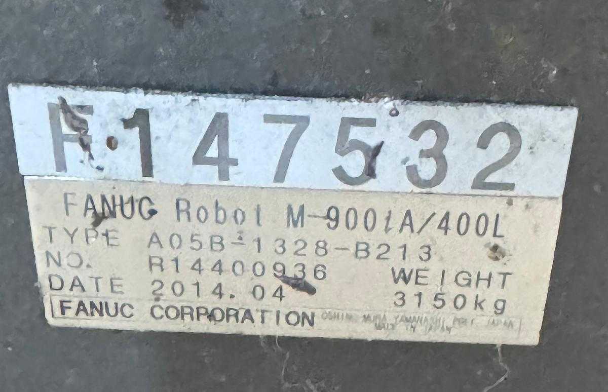 2014 FANUC M-900IA/400L ARTICULATED ROBOT, 400KG PAYLOAD, 3625MM REACH, R-30IA CONTROL - ARTICULATED ROBOTS