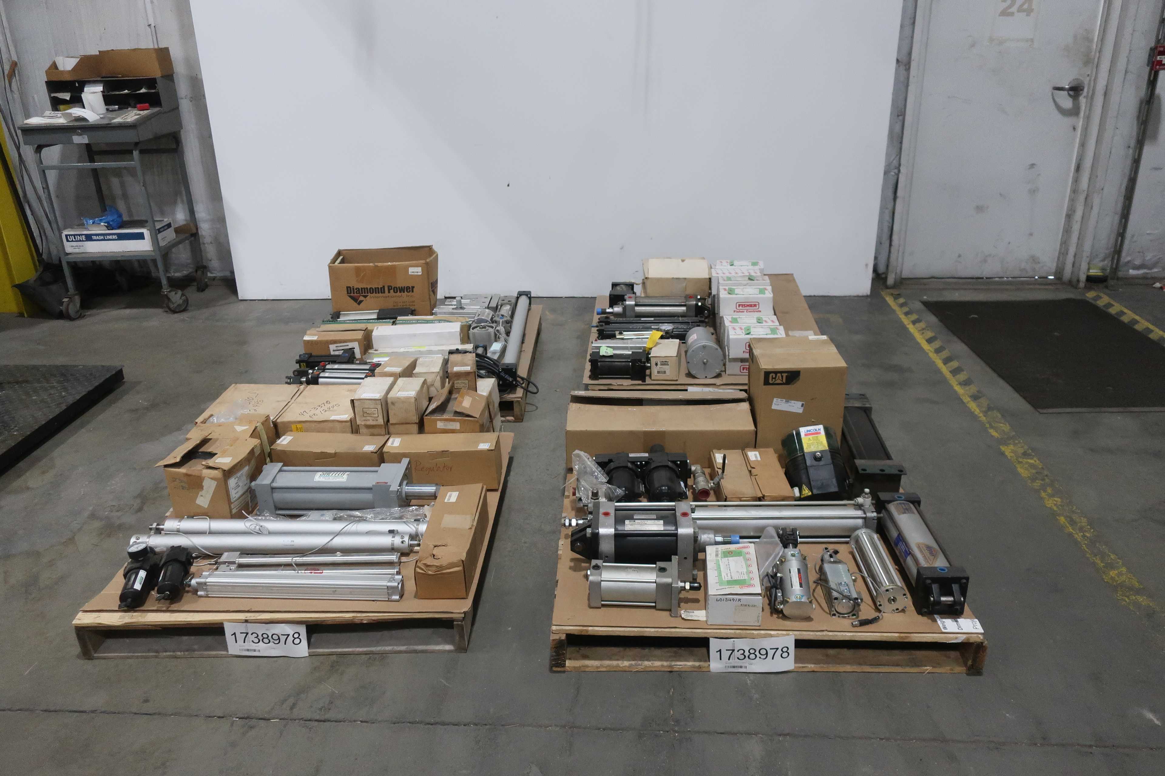 SKU 1738978 - 4 PALLETS OF ASSORTED PNEUMATICS - PNEUMATIC PARTS