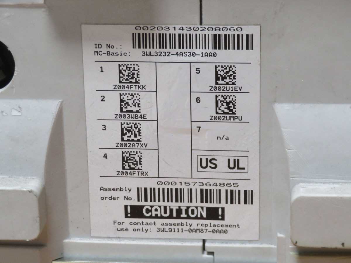 SIEMENS WLS2A332 CIRCUIT BREAKER, 3P, 3200A CONT. CURRENT, 635V OP. VOLTAGE, 65KA IC - CIRCUIT BREAKERS