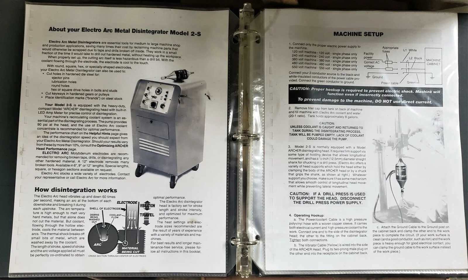 ELECTRO ARC MODEL 2-SE DISINTEGRATION MACHINE, 10 KVA, 220V, 20" X 18" WORK SURFACE - HOLE DRILLING EDM MACHINE