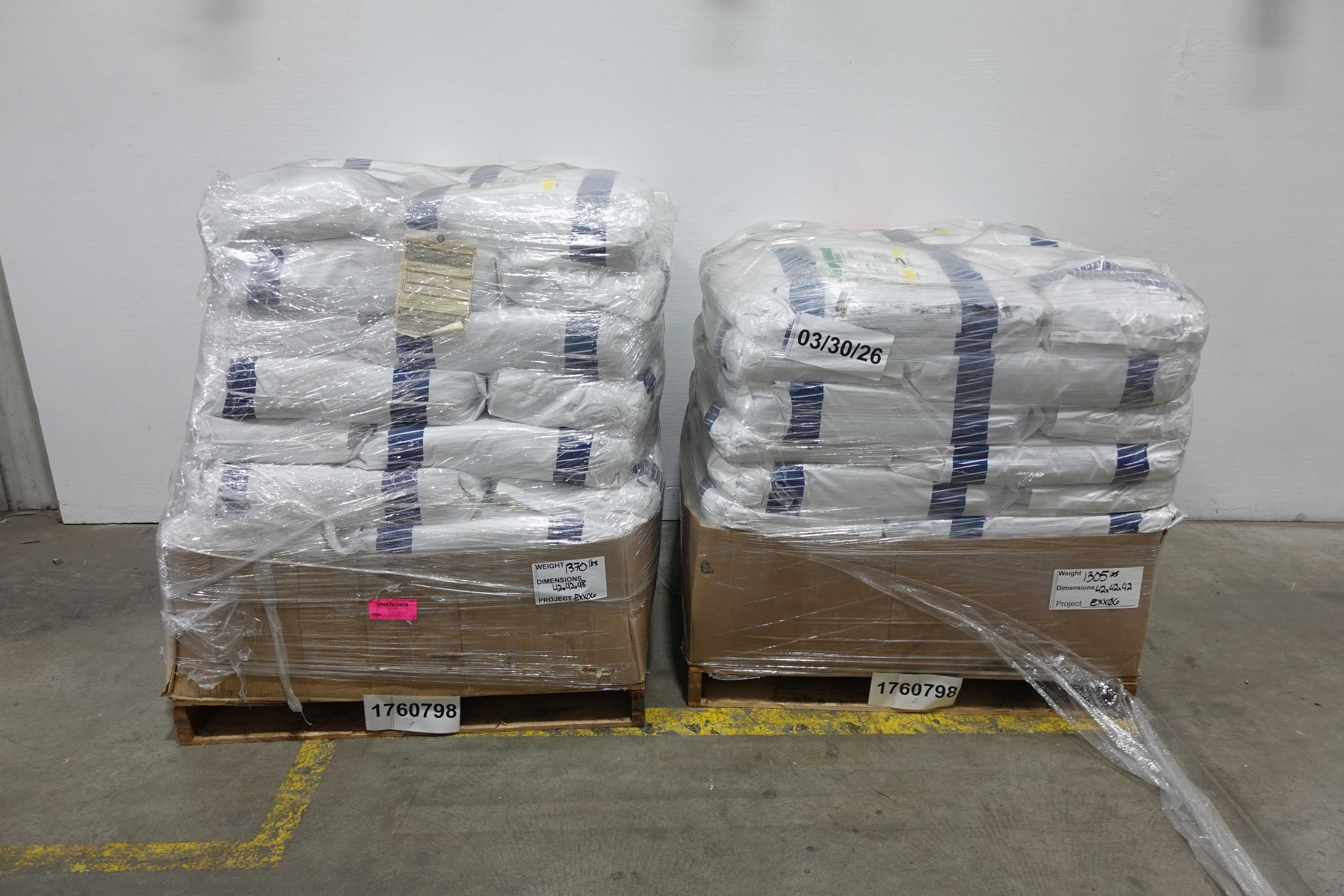 SKU 1760798 - 2 PALLETS OF ECODEX CATION-AMMONIUM FORM AND ANION-HYDROXIDE FORM EXCHANGE RESIN - MISCELLANEOUS