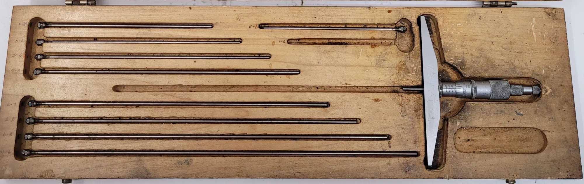 SCHERR TUMICO DEPTH GAUGE - MICROMETER 5" BASE 0-10" - MACHINE TOOLING