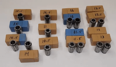 NIKKEN SK16 COLLETS - SET OF 15 - VARIOUS METRIC SIZES (10.5MM TO 16MM RANGE) - MACHINE TOOLING