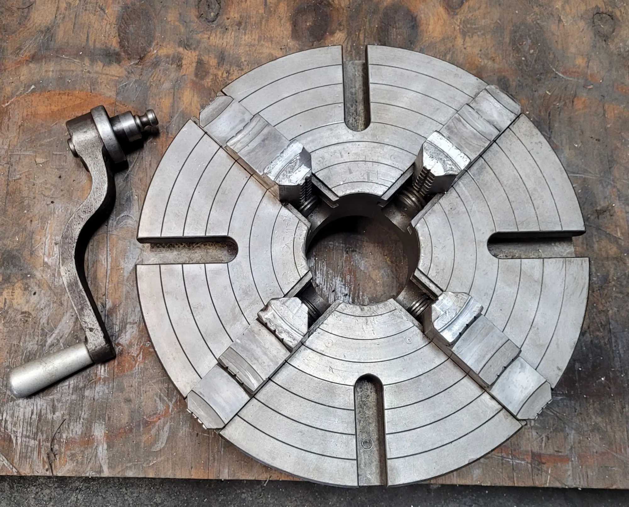 WHITON 15-1/2" - 4 JAW LATHE CHUCK, 15-1/2" OVERALL DIAMETER, 4" CENTER HOLE ID - MACHINE TOOLING