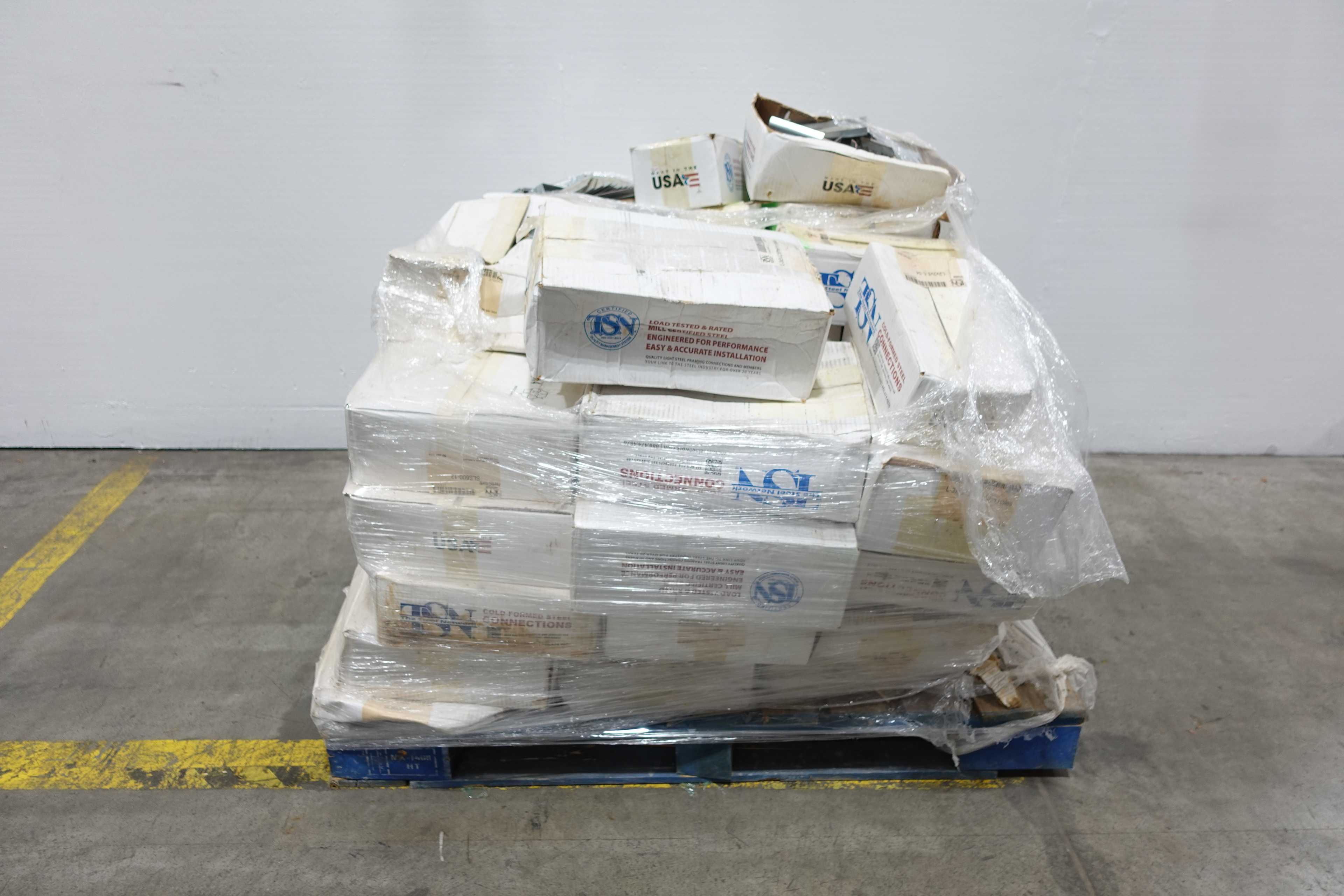PALLET OF TSN COLD FORMED STEEL CONNECTIONS, L-3X5X12-97MIL, L2X2X5.5-54 - BRACKETS