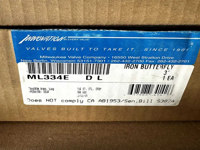 BULK LIST OF INVENTORY - BUTTERFLY VALVES 165 QTY - undefined