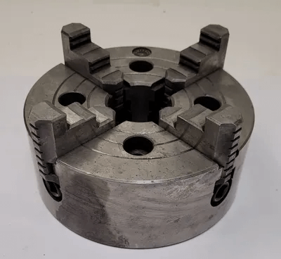 YAMAKAWA 4 JAW LATHE CHUCK, 6-1/4" OVERALL DIAMETER, FOR SUPER SPACER APPLICATION - MACHINE TOOLING