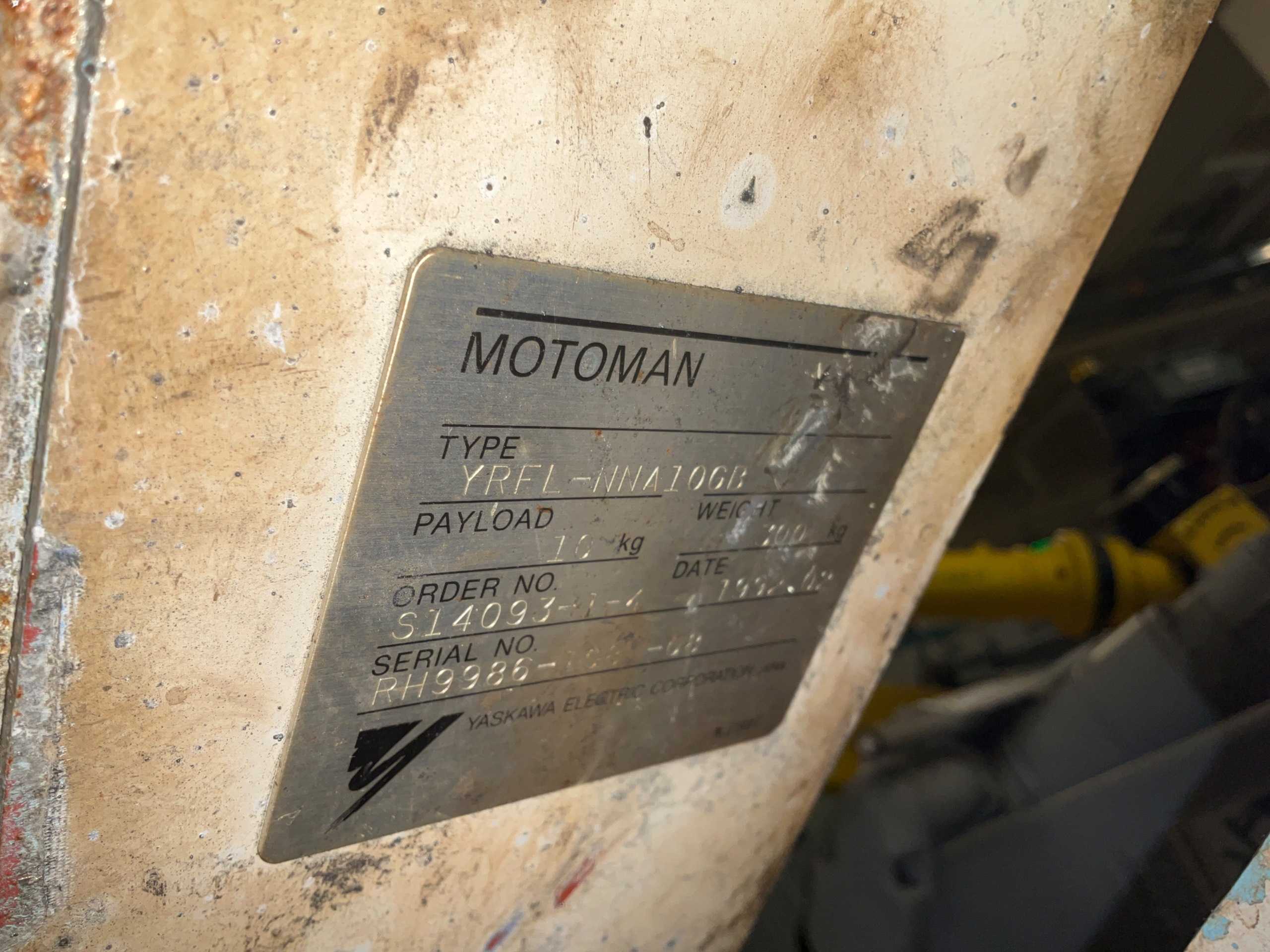 1992 YASKAWA MOTOMAN YRFL-NNA10GB ROBOT - ARTICULATED ROBOTS