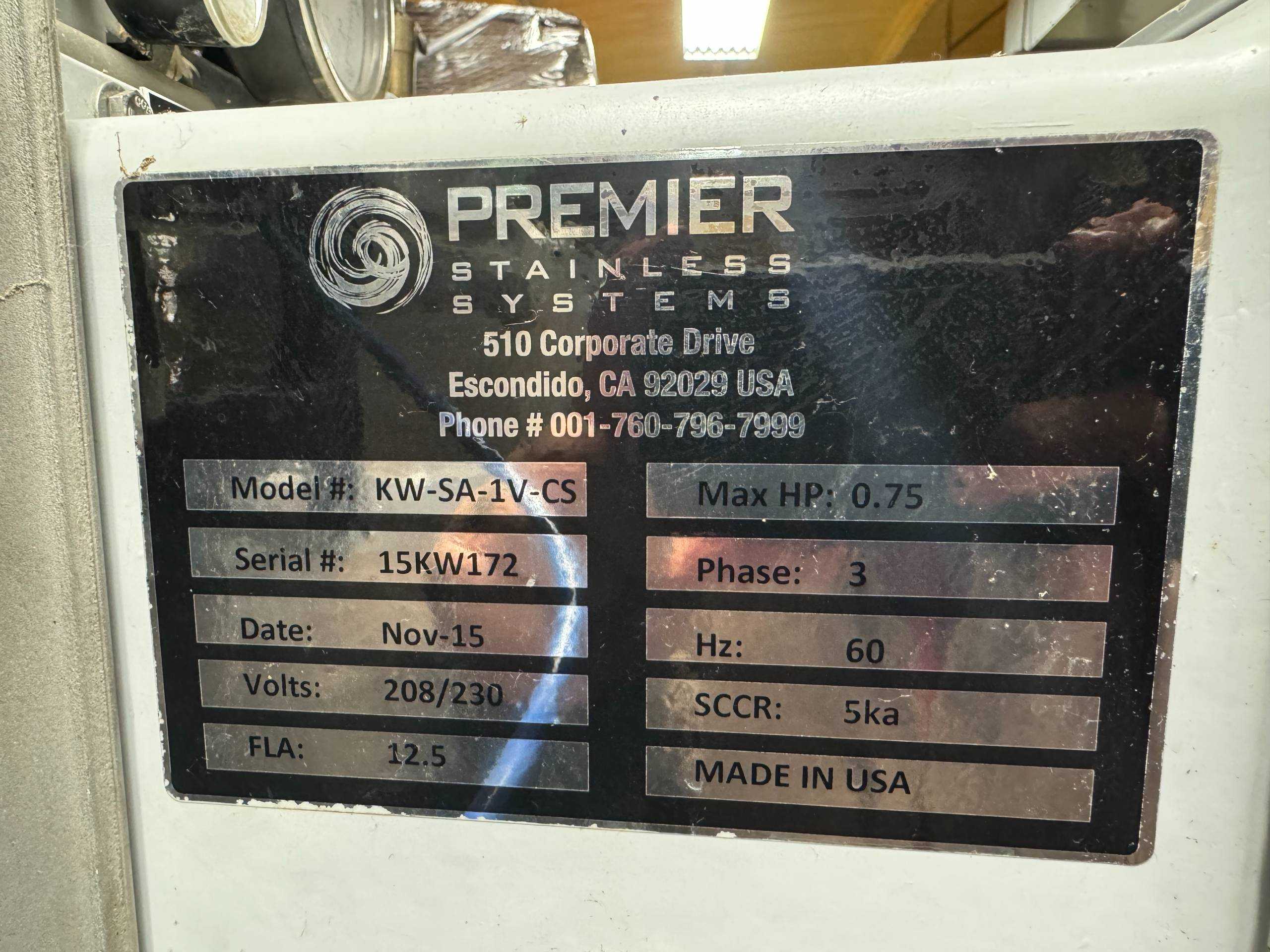 2015 PREMIER STAINLESS SYSTEMS KW-SA-1V-CS KEG CLEANER - CLEANING EQUIPMENT