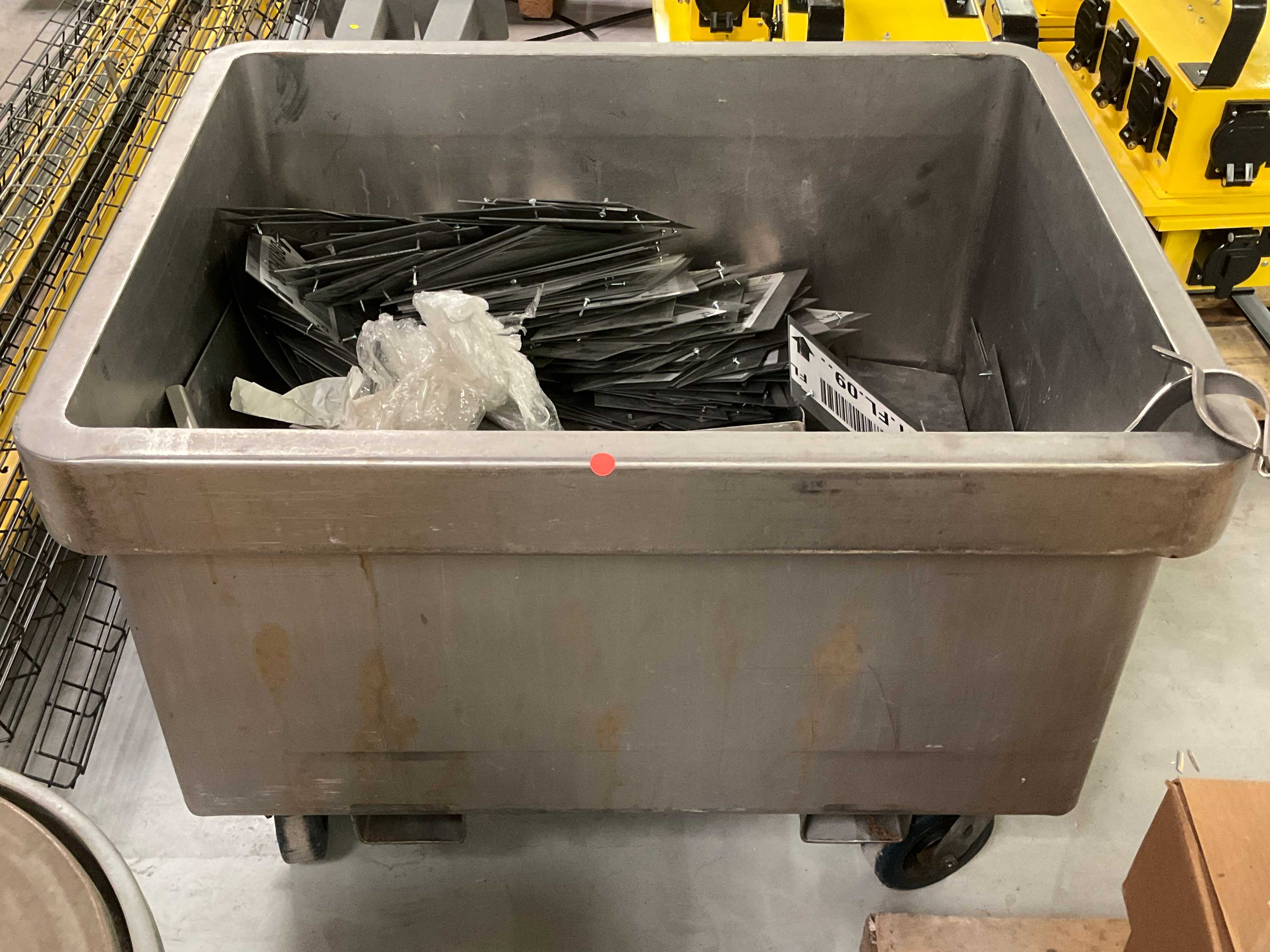 Rolling Metal Bin with Miscellaneous Contents - INDUSTRIAL PARTS