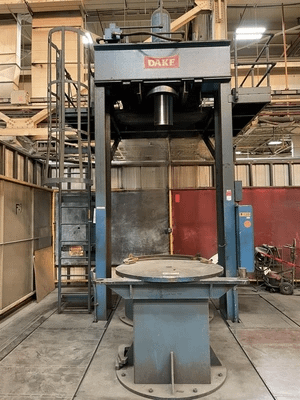 DAKE 200 TON H-FRAME TRAVELING-HEAD HYDRAULIC STRAIGHTENING PRESS, 40" STROKE - HYDRAULIC PRESSES