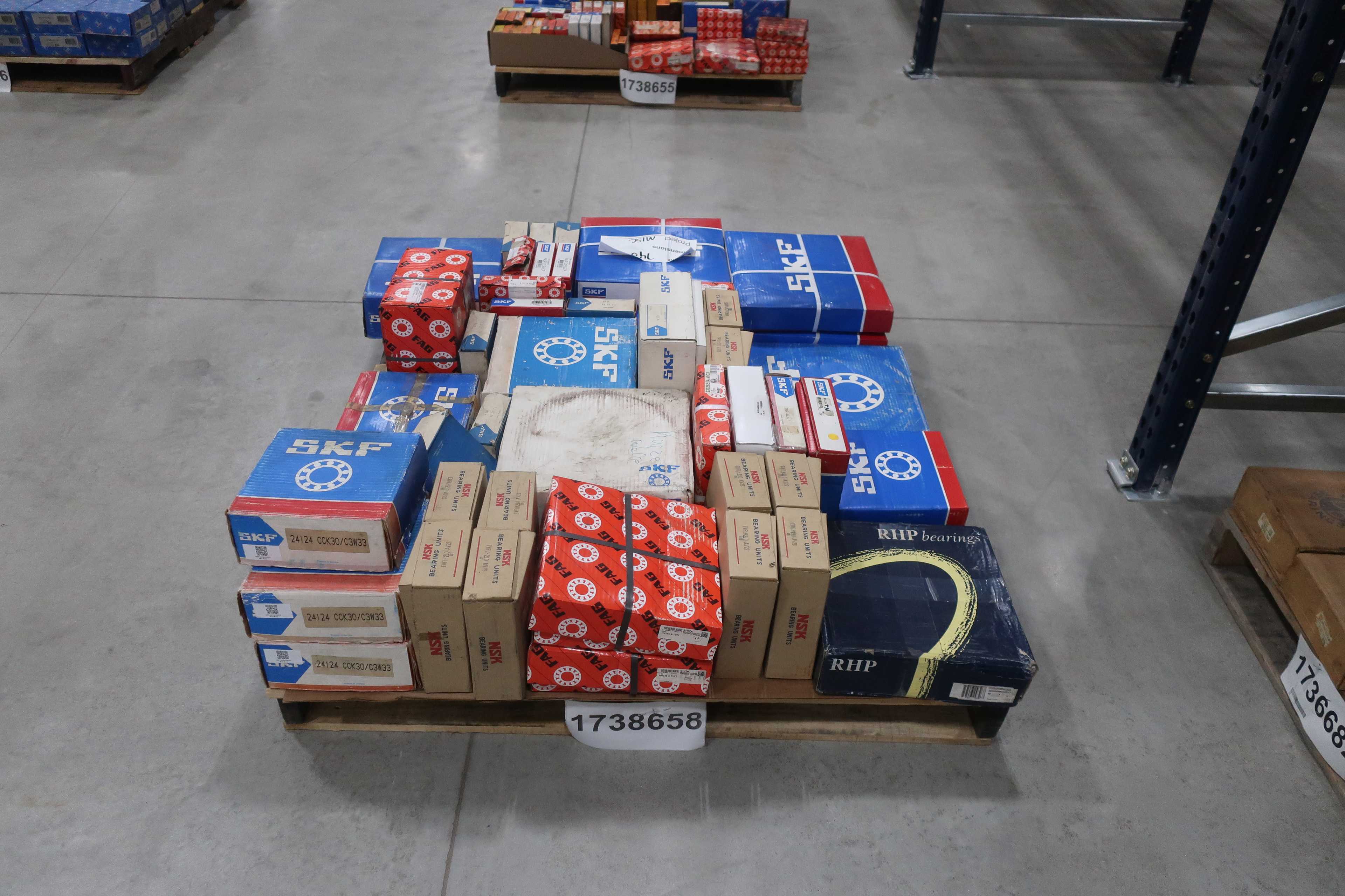 SKU 1738658 - PALLET OF ASSORTED BEARINGS, NSK, SKF, FAG, RHP