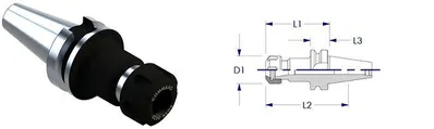 COMMAND B2C4-0020 ER20 COLLET CHUCK - CAT30 TAPER - MACHINE TOOLING