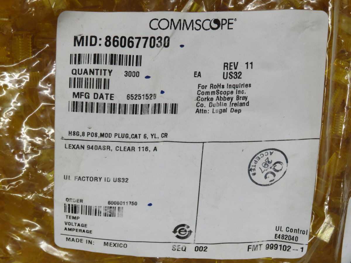 LOT OF 6000 COMMSCOPE 860677030 MODULAR PLUGS - ELECTRICAL PLUGS