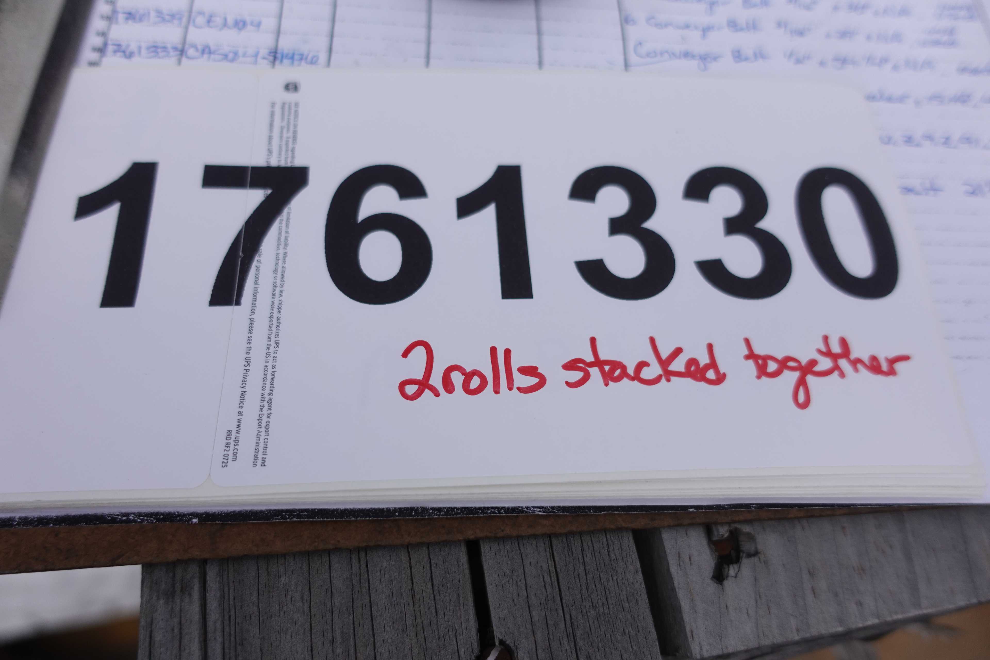 SKU 1761330 - LOT OF 2 RUBBER CONVEYOR BELTS, 9/16" THICK, 21-1/4" WIDE; 9/16" THICK, 21-3/4" WIDE - CONVEYOR PARTS