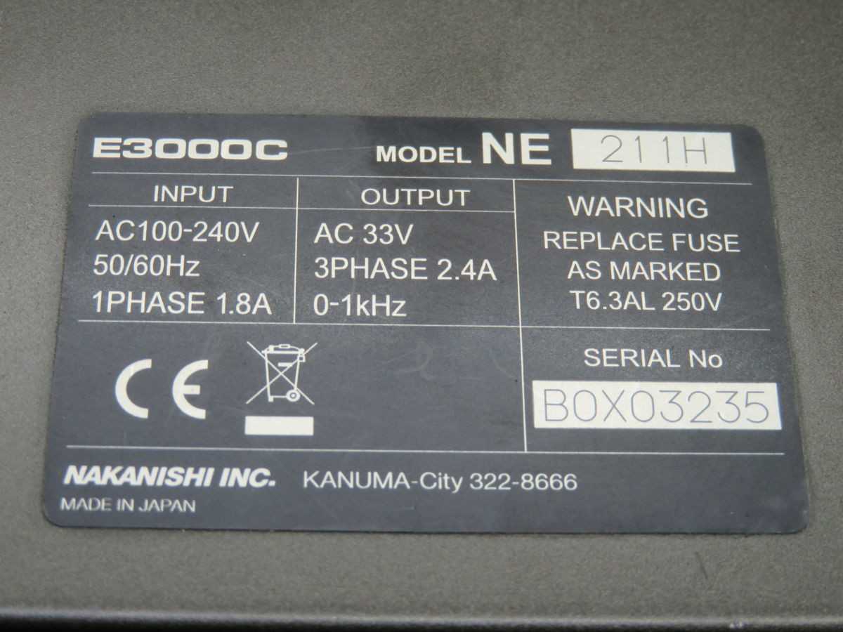 NAKANISHI E3000C-NE-211H SPINDLE CONTROL UNIT, 100-240V IN, 33V OUT, 350W POWER, 0-1KHZ FREQ - MOTOR DRIVES