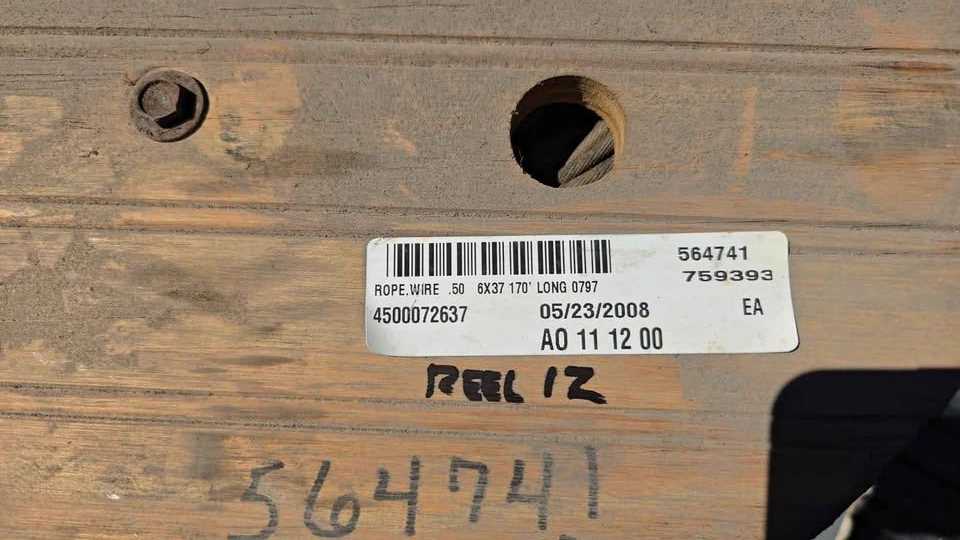 170' SPOOL OF 1/2" STEEL CABLE - CABLE