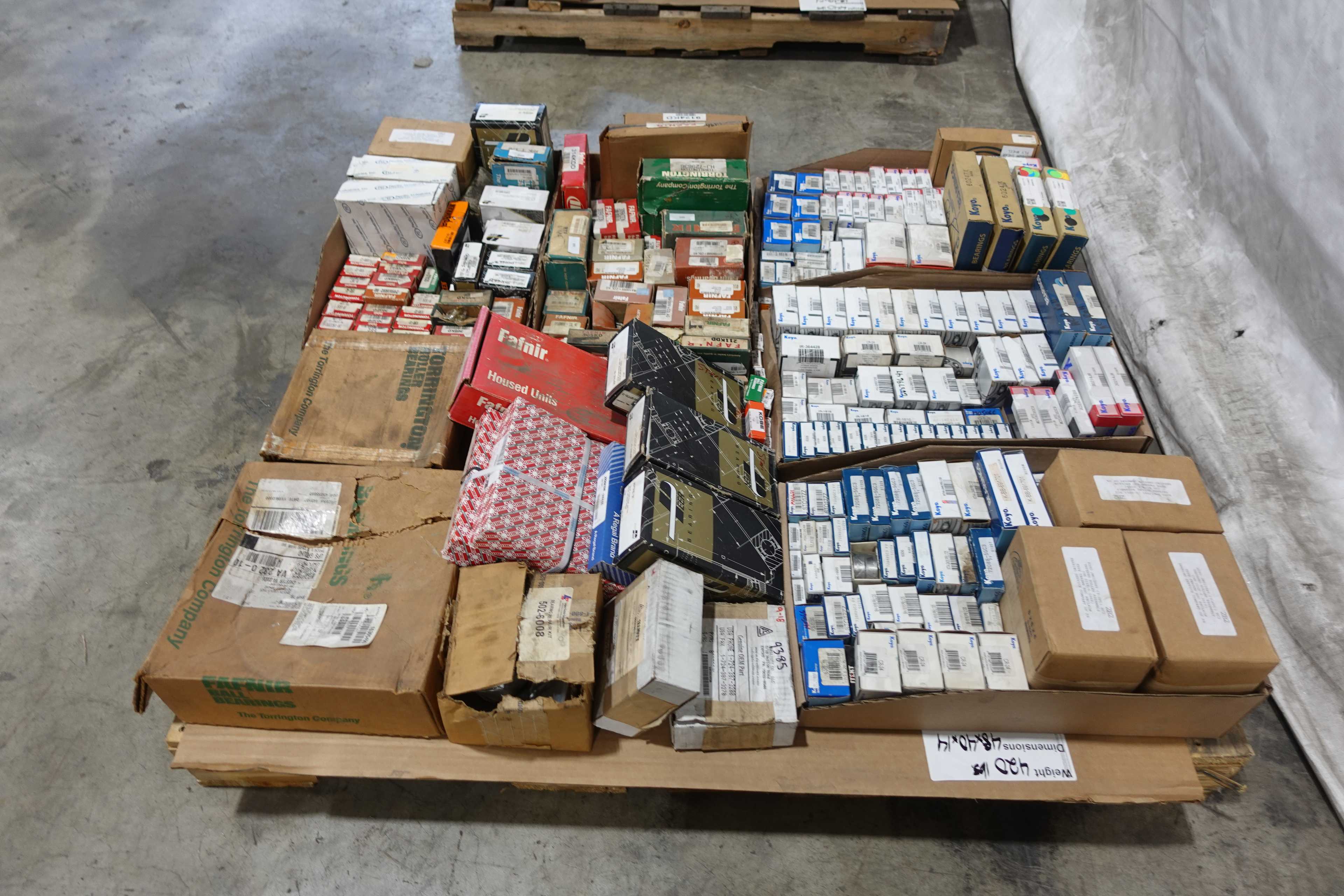 SKU 1739354 - PALLET OF ASSORTED BEARINGS, TORRINGTON, IBC, FAFNIR, TIMKEN, KOYO, PEER, PII - BEARINGS