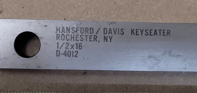HANSFORD DAVIS D-4012 KEYSEATER BROACH, 1/2" X 16" - MACHINE TOOLING