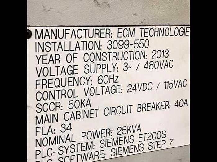 2013 ECM TECHNOLOGIES VACUUM CARBURIZING FURNACE, SIEMENS PLC CONTROLS - CARBURIZING FURNACE