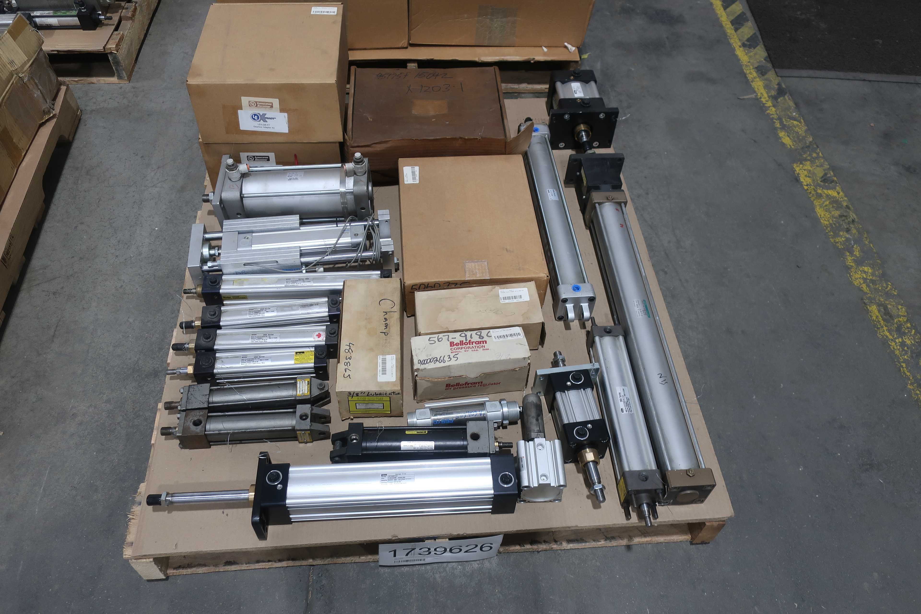 SKU 1739626 - 4 PALLETS OF ASSORTED PNEUMATICS - PNEUMATIC PARTS