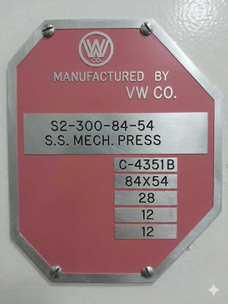 WILLIAMS-WHITE S2-300-84-54 300-TON MECHANICAL PRESS, 12IN STROKE, 40IN SHUT HEIGHT, 20-40 SPM - MECHANICAL PRESSES