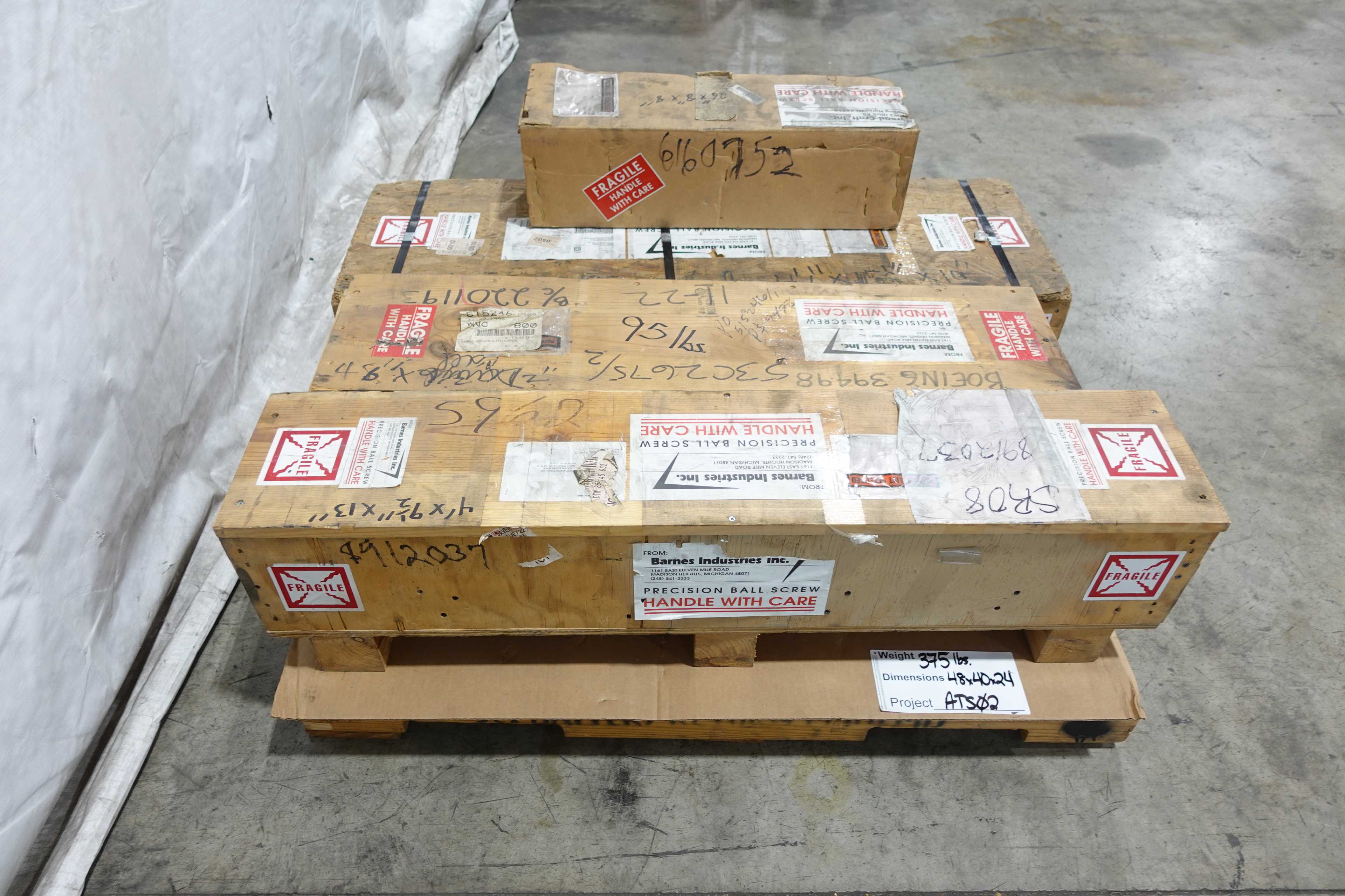 LOT OF 4 BARNES PRECISION BALL SCREW ASSEMBLIES - LINEAR MOTION