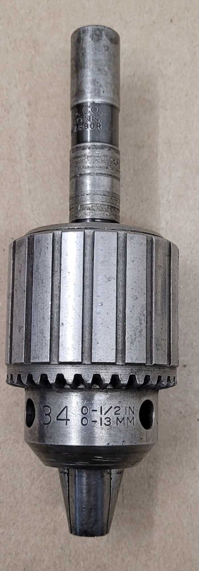 JACOBS NO 34 DRILL CHUCK, 0-1/2" CAPACITY, A4106 5/8" STRAIGHT SHANK ARBOR, K3 KEY INCLUDED - MACHINE TOOLING