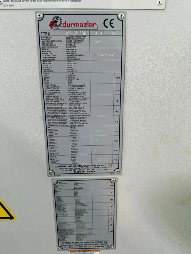 2022 DURMA HDF-L 3015 V 12,000 WATT FIBER LASER CUTTING MACHINE - undefined