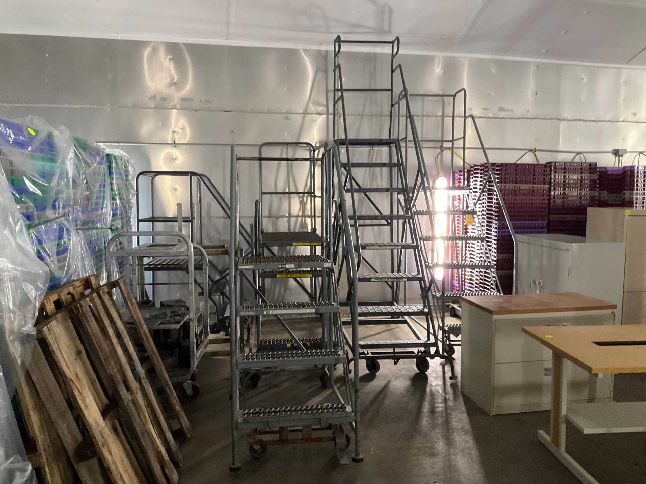 QTY 5: ROLLING WAREHOUSE LADDER - LADDERS