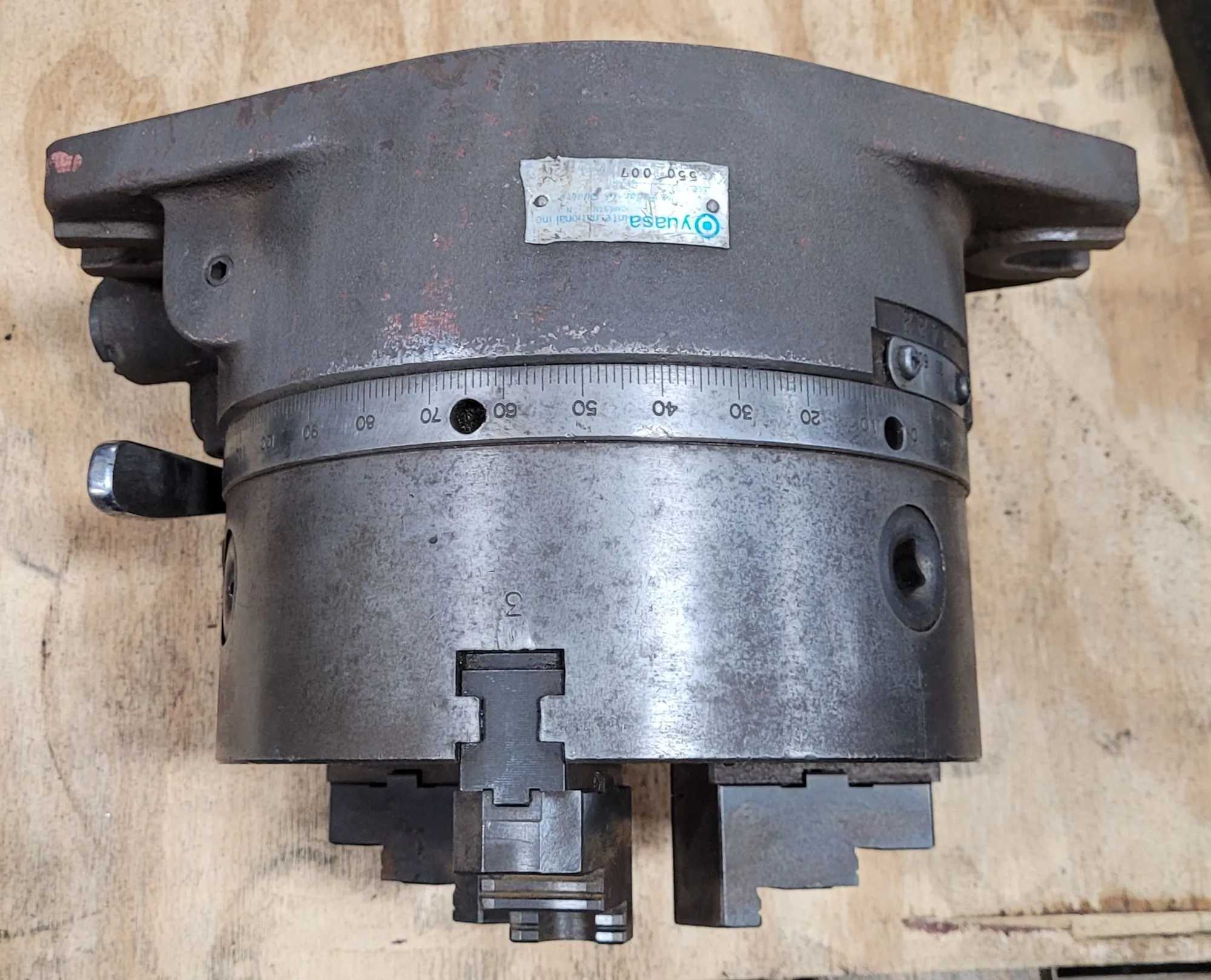 YUASA 550-007 ACCU-DEX ROTARY INDEXER SUPER SPACER W/ 3 JAW CHUCK, 8" CHUCK SIZE - MACHINE TOOLING