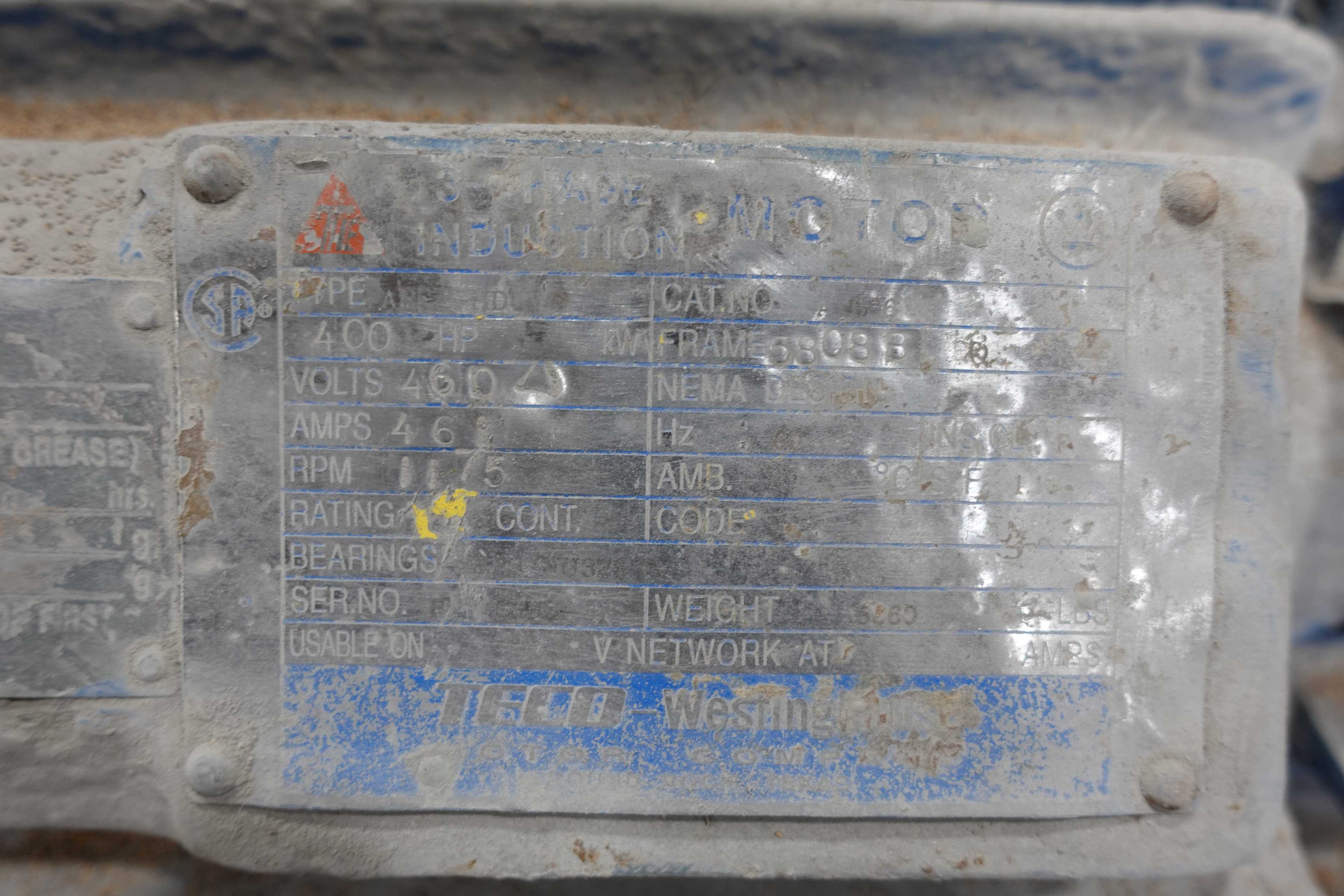 TECO WESTINGHOUSE 400 HP INDUCTION MOTOR - AC MOTOR