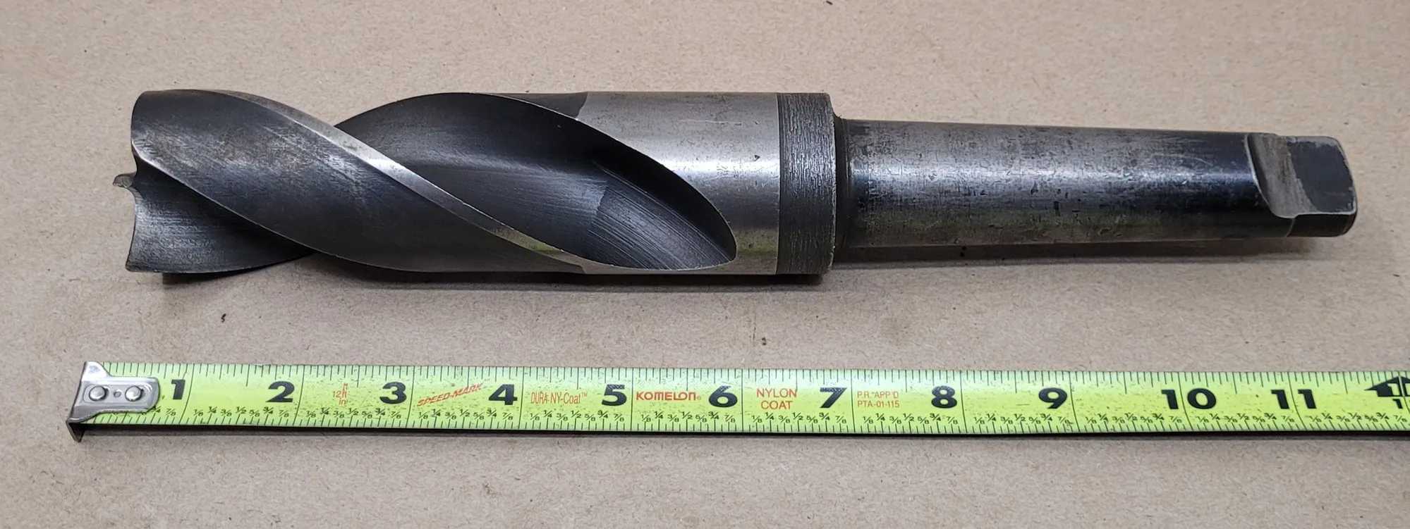 HSS TWIST DRILL, 1-3/4" DIA, 12" OAL, 4MT TAPER SHANK, 5" SHANK, 2 SPIRAL FLUTES, 6" FLUTE - MACHINE TOOLING