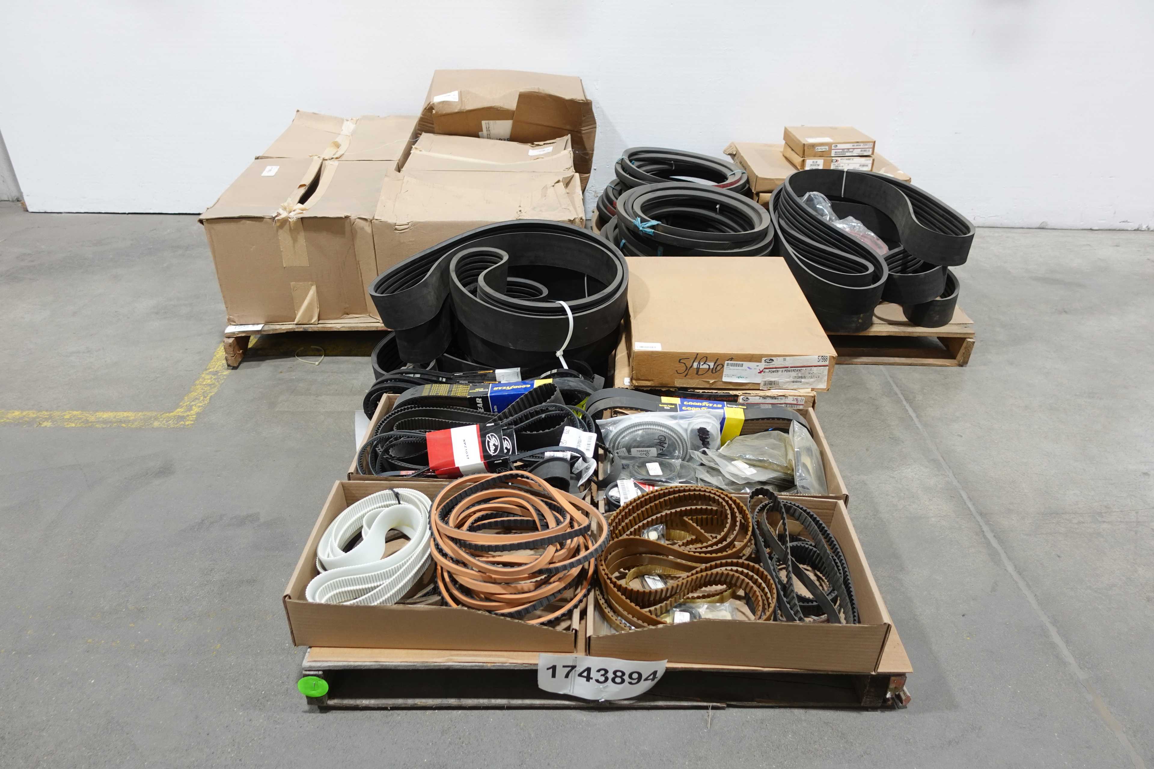 SKU 1743894 - 3 PALLETS OF ASSORTED V-BELTS; GATES, GOODYEAR, MITSUBISHI - BELTS
