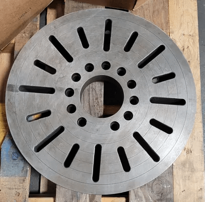 LATHE FACE PLATE, 19-3/4" DIAMETER, A2-8 MOUNT, 4-1/2" THROUGH HOLE, 3" THICKNESS - MACHINE TOOLING