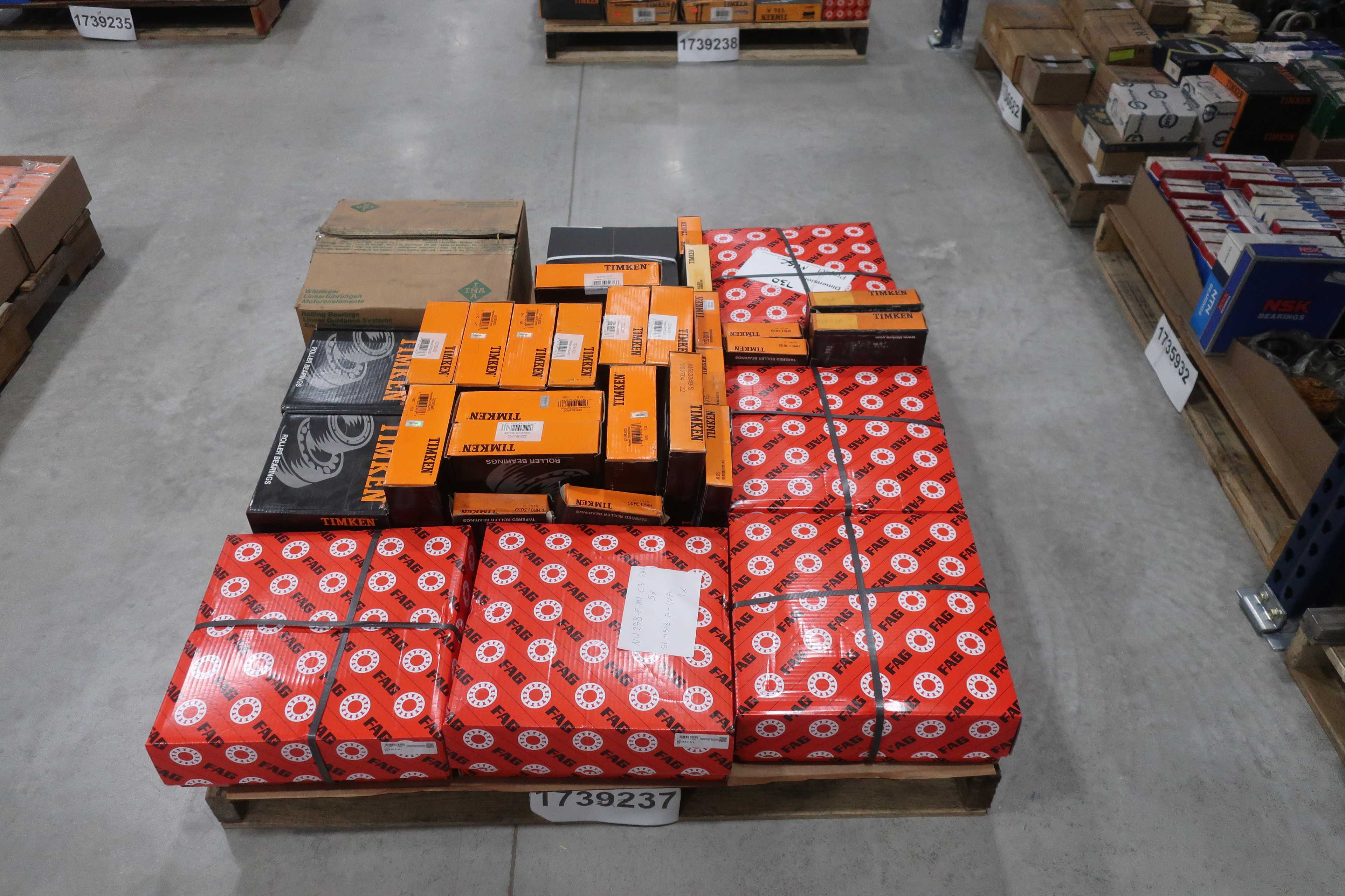 SKU 1739237 - PALLET OF ASSORTED BEARINGS, TIMKEN, INA, FAG