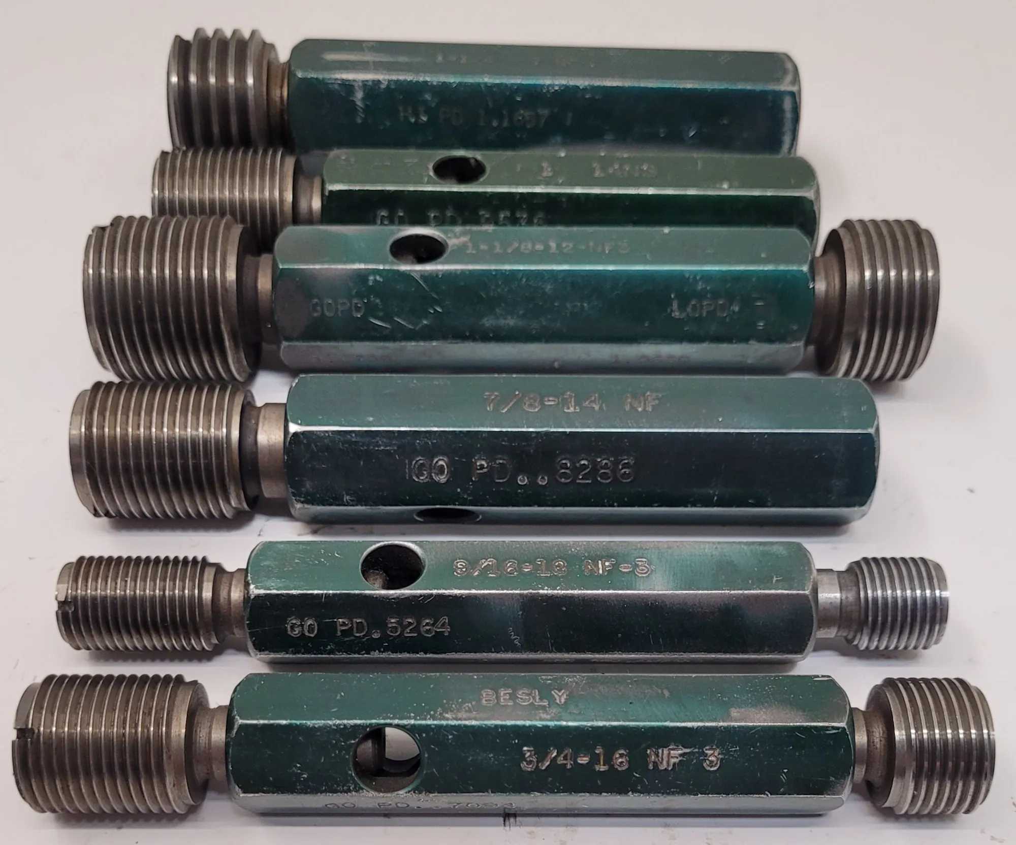 BESLY GO/NO GO PLUG GAUGE SET OF 8 - VARIOUS SIZES - MACHINE TOOLING