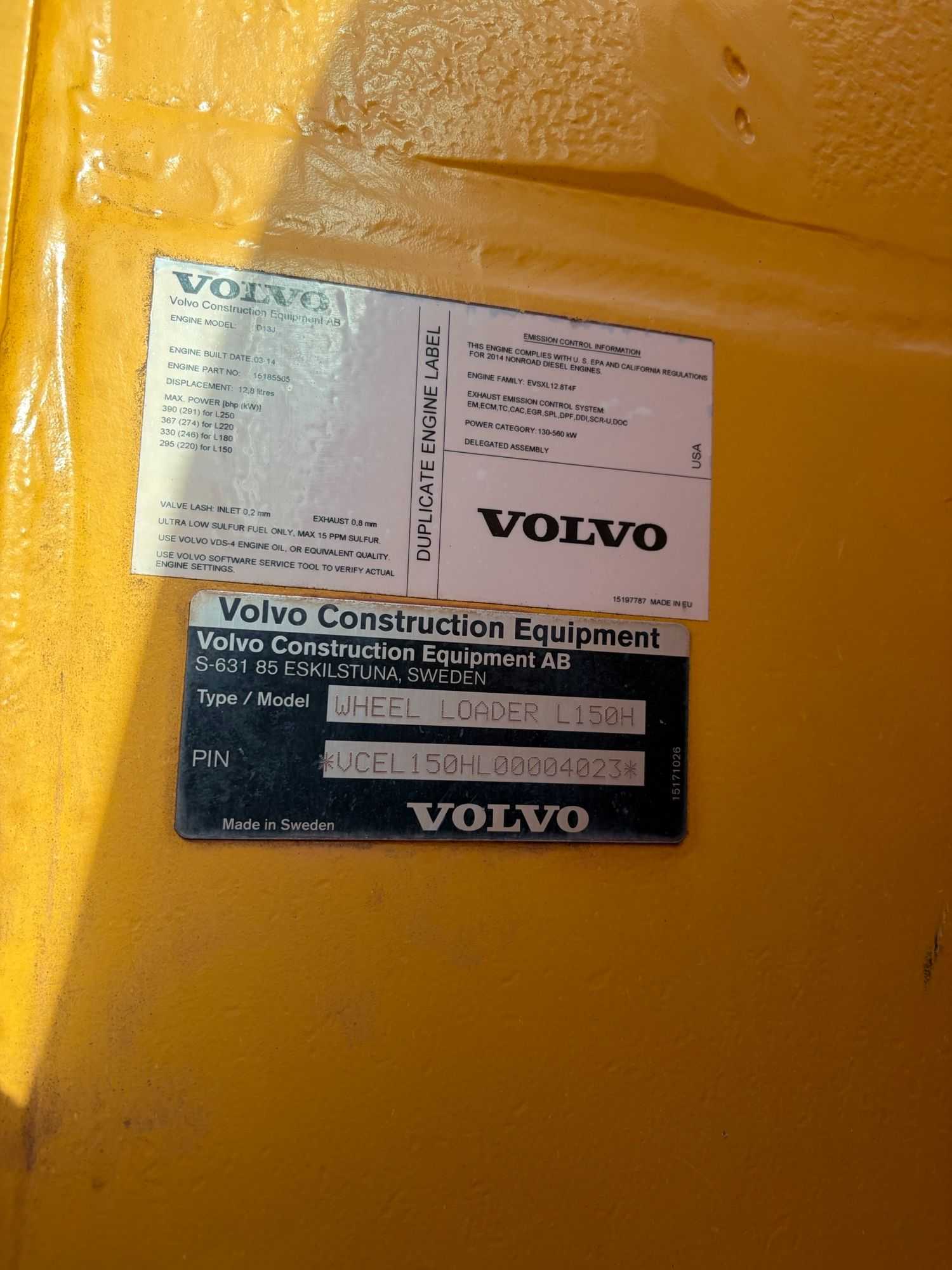 2014 VOLVO L150H WHEEL LOADER, 295HP, TIER 4F, OPTISHIFT, GP BUCKET INCLUDED - WHEEL LOADERS