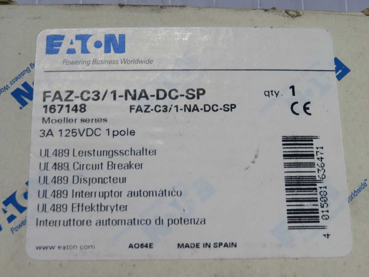 EATON FAZ-C3/1-NA-DC-SP 167148 CIRCUIT BREAKER T259323 - CIRCUIT BREAKERS