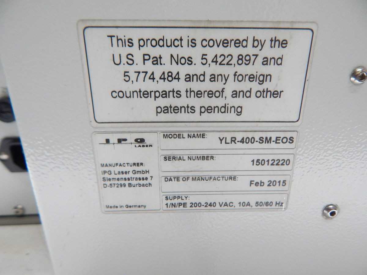 IPG LASER YLR-400-SM-EOS, LAB LASERS PHOTONICS, 400W POWER, 1070NM WAVELENGTH - LASER CUTTING MACHINES