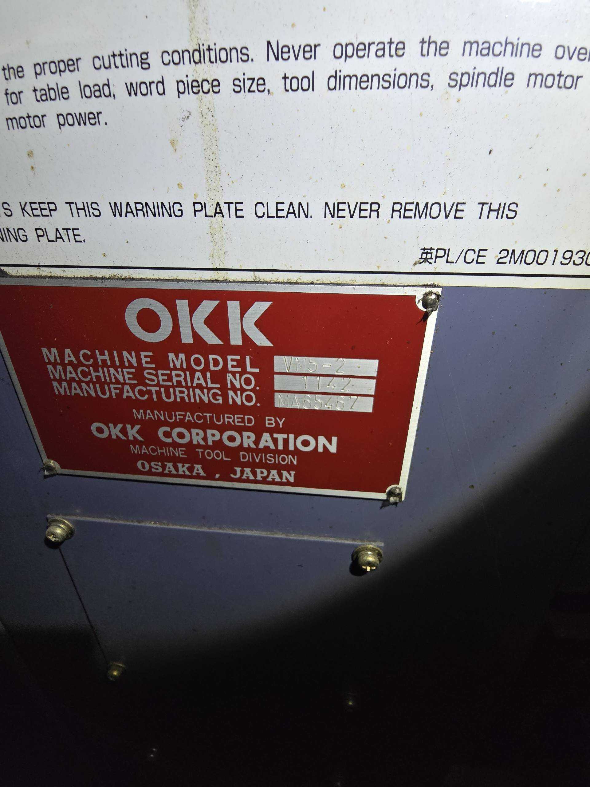 OKK VM5-2 VERTICAL MACHINING CENTER - VERTICAL MACHINING CENTER