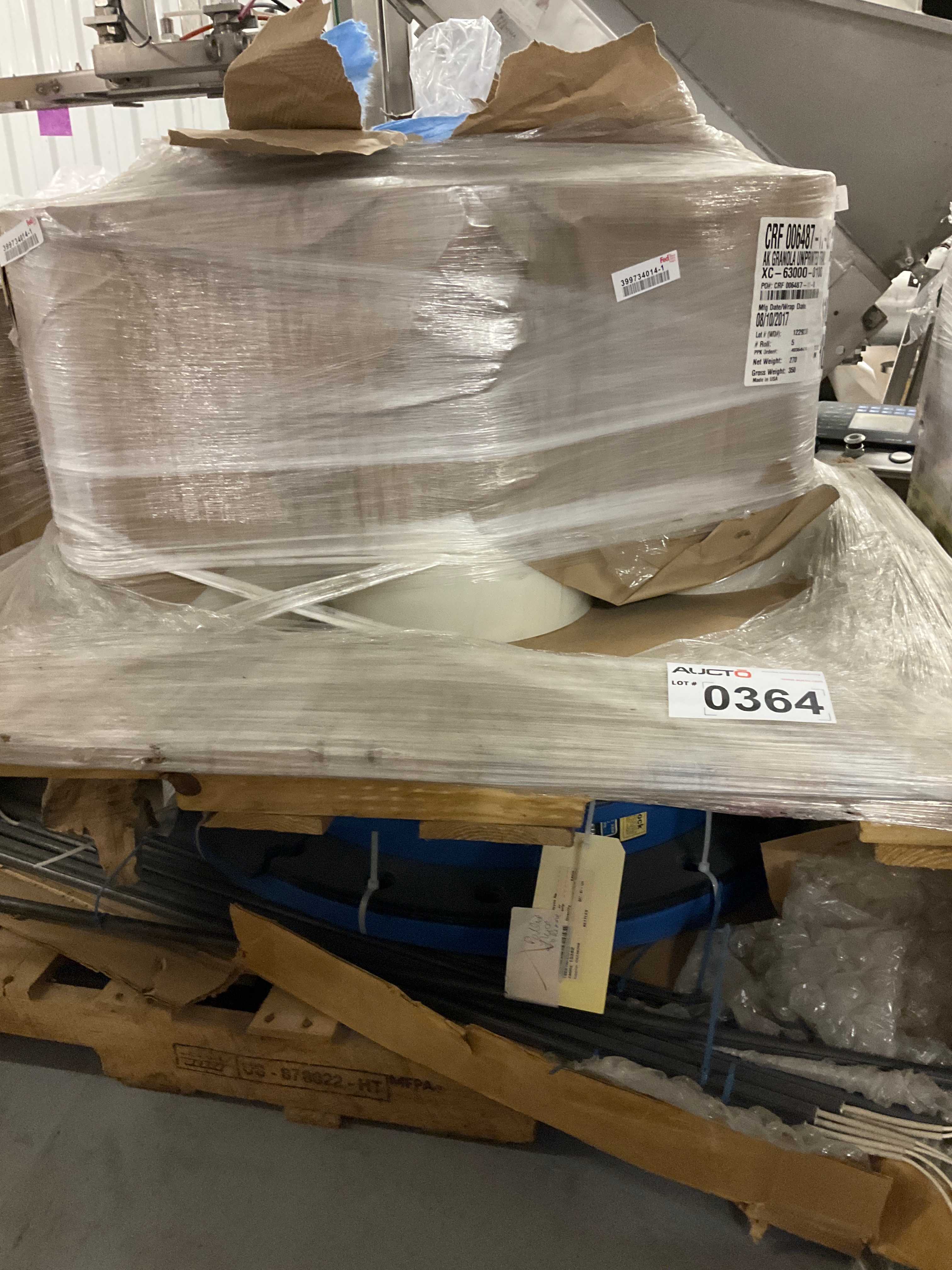 Pallet of Printpack Inc. Test Film, Garlock 208 U Rubber Expansion Joint and Assorted Wiring - POWER TRANSMISSION