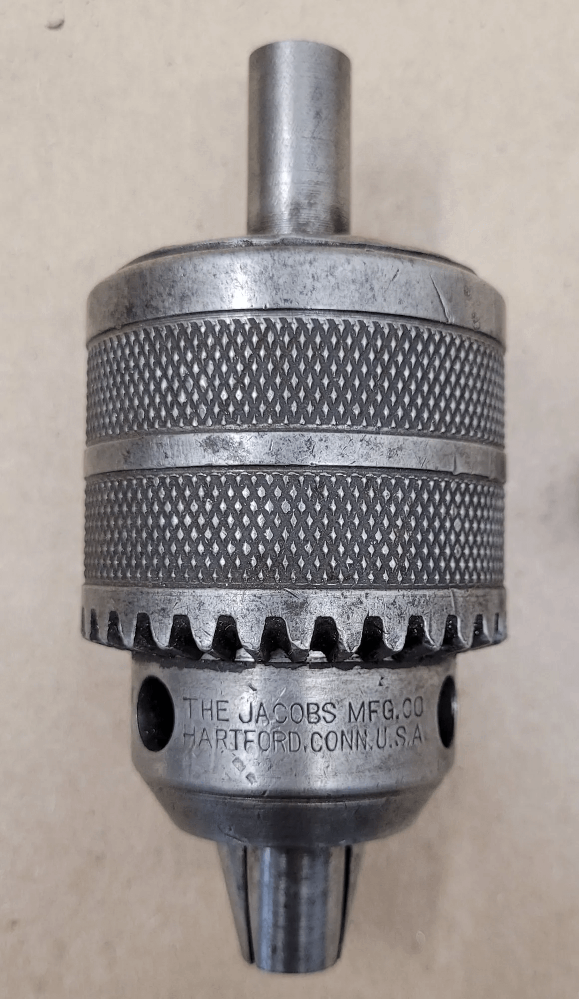JACOBS NO. 34 DRILL CHUCK, 0"-1/2" CAPACITY, 1/2" X 1" STRAIGHT SHANK, K3 KEY INCLUDED - MACHINE TOOLING