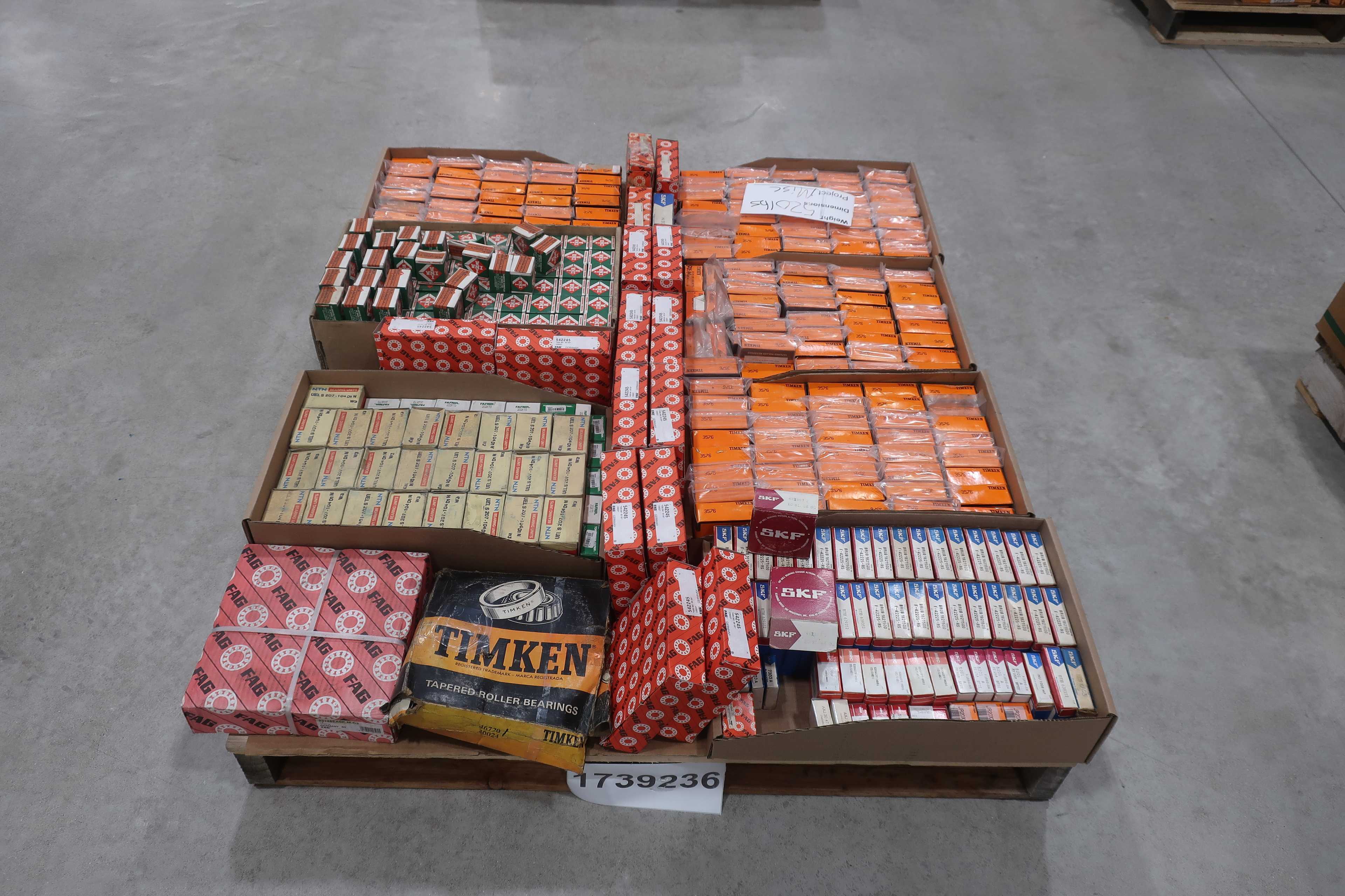 SKU 1739236 - PALLET OF ASSORTED BEARINGS, TIMKEN, INA, FAG, NTN, SKF