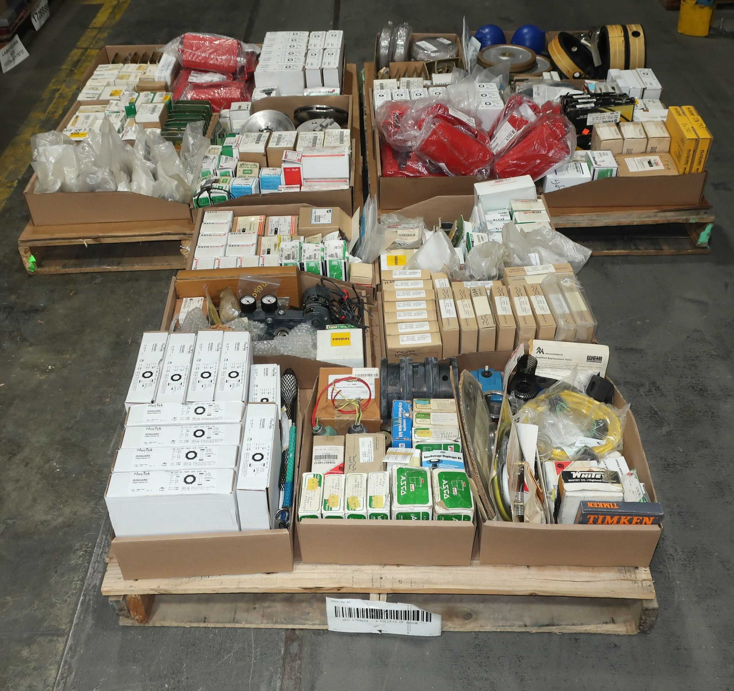 SKU 1759634 - 3 PALLETS OF ASSORTED VALVE PARTS AND ACCESSORIES - VALVE PARTS & ACCESSORIES
