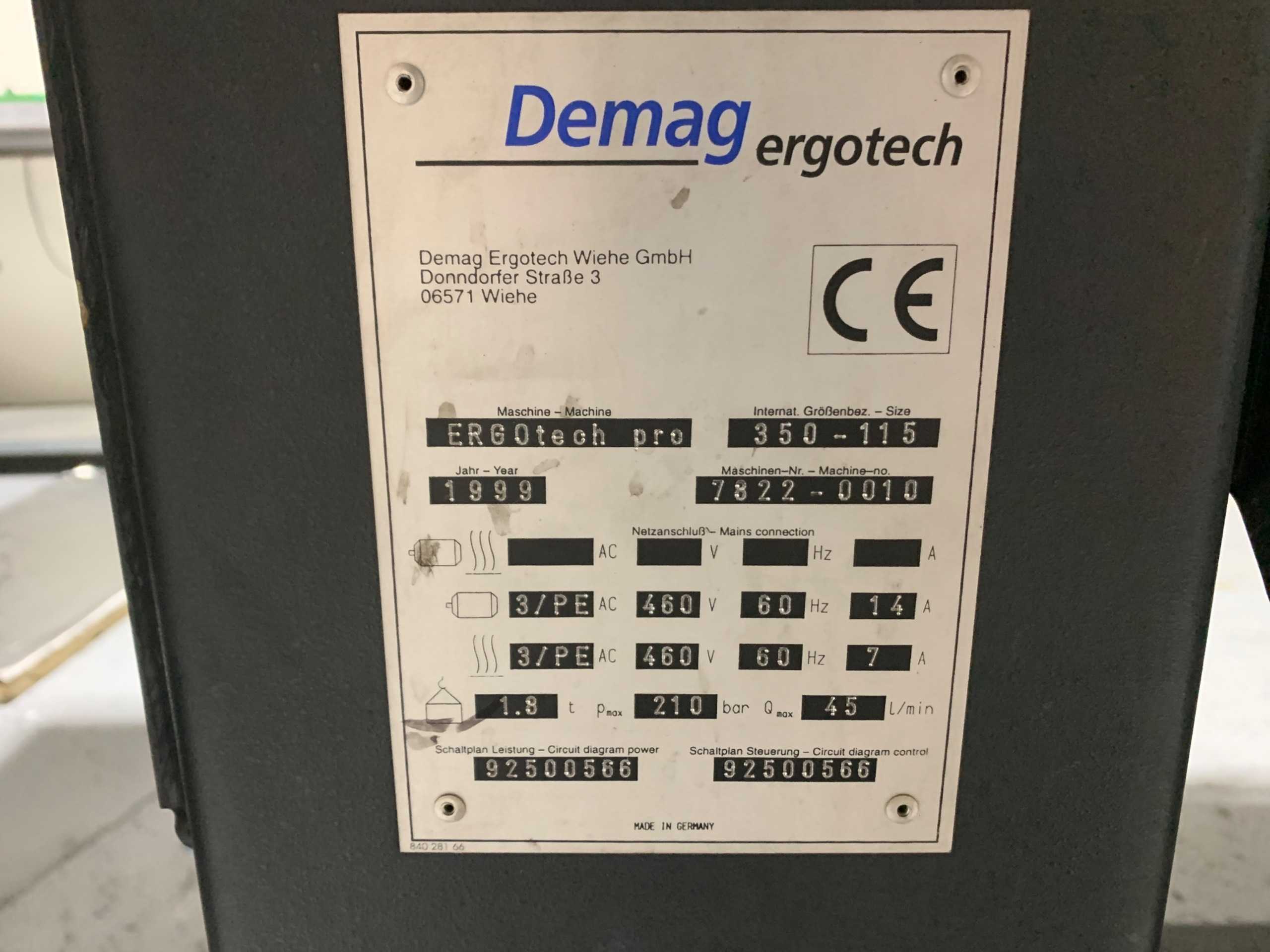 1999 DEMAG ERGOTECH PRO 35 TON INJECTION MOLDING MACHINE - PLASTICS & RUBBER