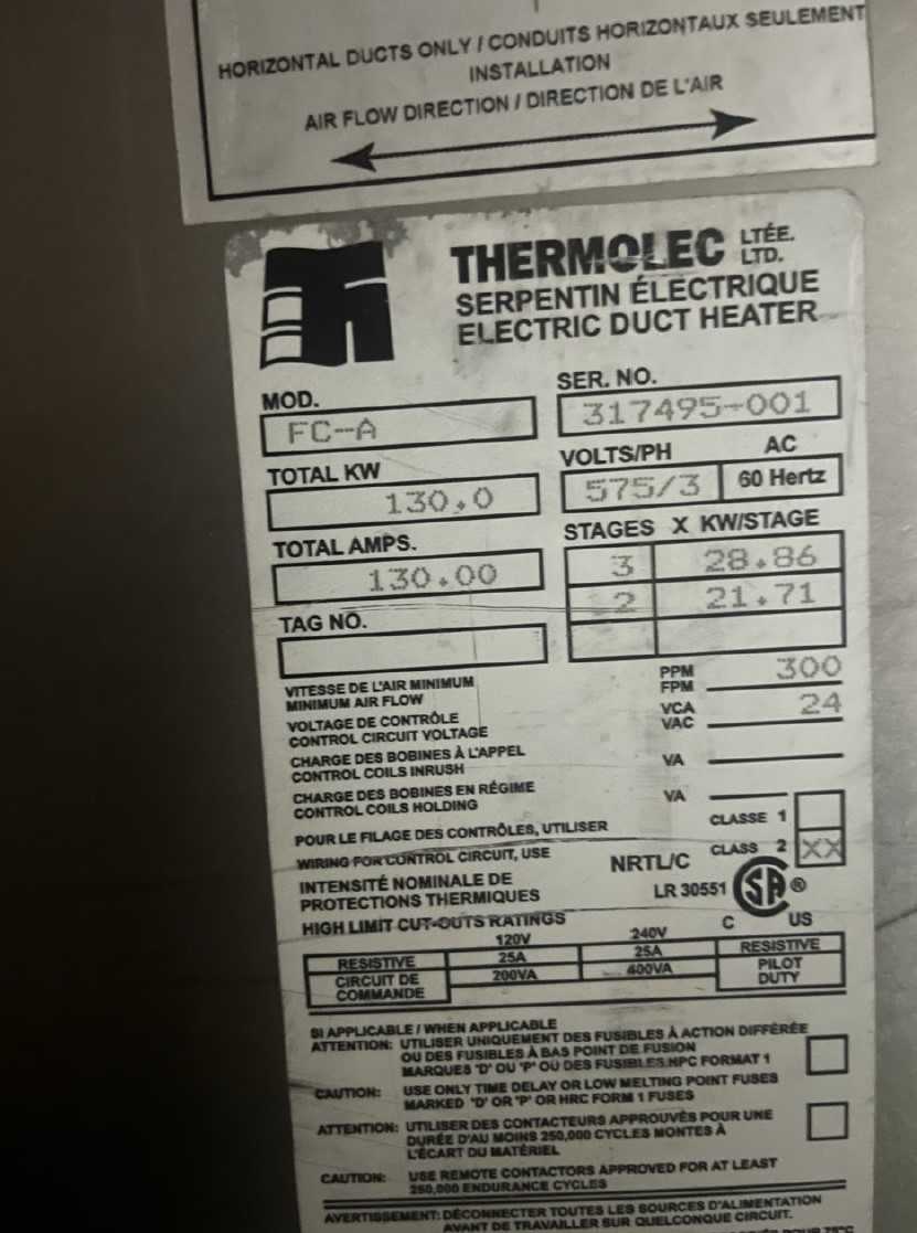 QTY 3: DUCT HEATERS - UNIT HEATER